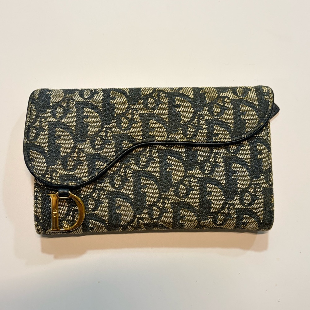 Vintage Christian Dior Oblique Canvas Trifold Wallet - AUTHENTIC